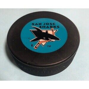 Vintage '90's San Jose Sharks Original Logo NHL Off. Hockey Puck -Ziegler Comm.